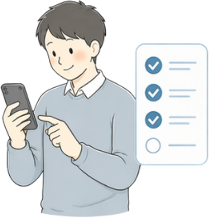 スマホでやることリストを確認しているパパのイラスト